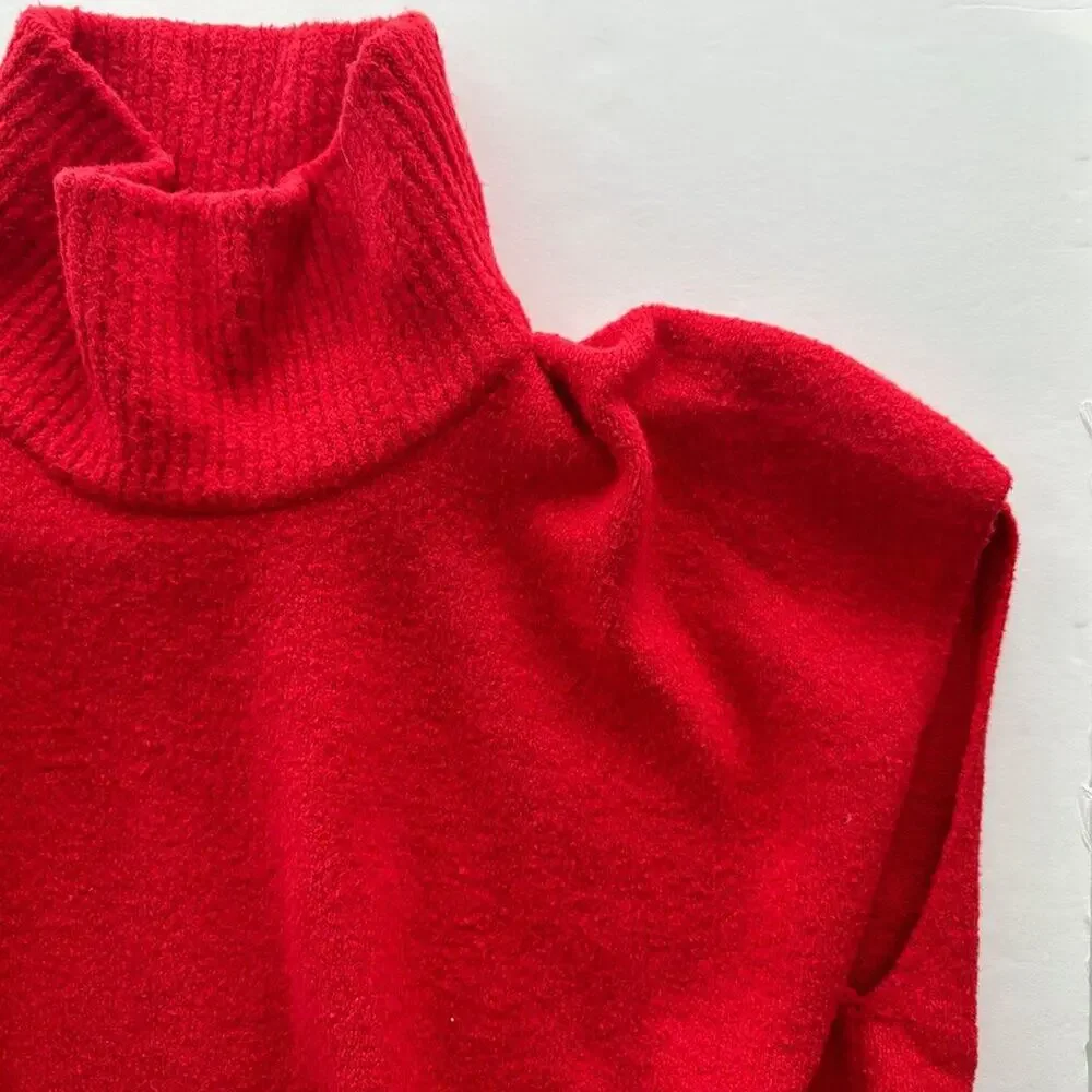 Lululemon Brushed Cotton Merino Wool Sweater Tunic Carnation Red Size 16 $178